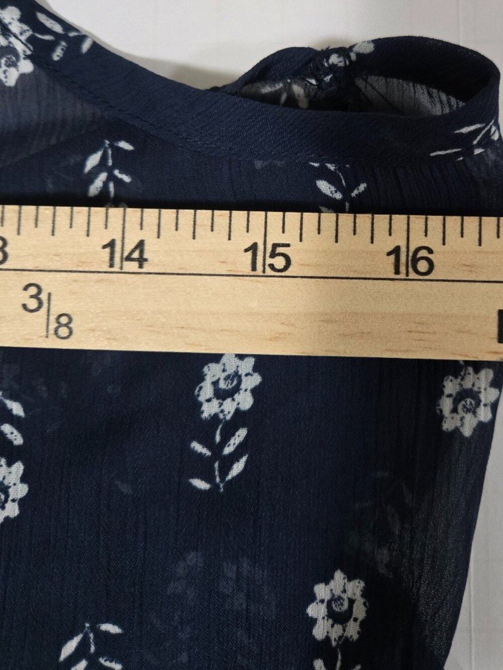 Abercrombie & Fitch Floral Tiered Tank Top Small Navy Blue Criss Cross Back Boho - Picture 8 of 9